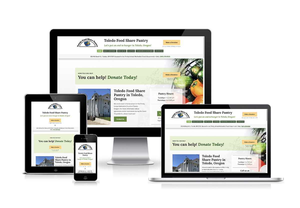 Website Designed and Developed for Toledo Food Share Pantry in Toledo, Oregon