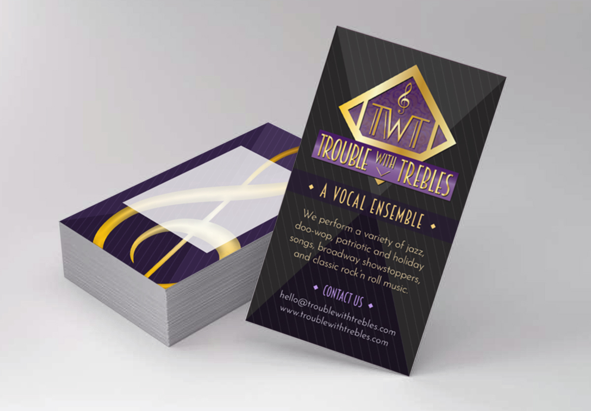 Business Card Design for Trouble with Trebles Vocal Group